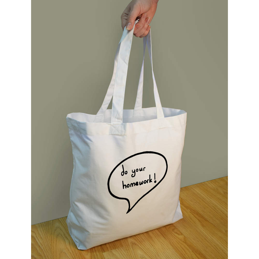 BG017015 'Do Your Homework!' Cotton Shopper Tote Bags