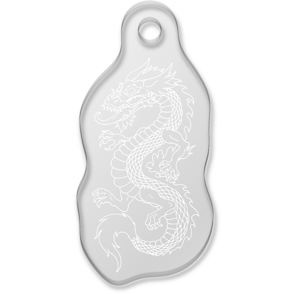 'Chinese Dragon' Laser-Engraved Clear Shaped Acrylic Keyring / Keychain / Key Fob / Bag Tag (AK00008635)