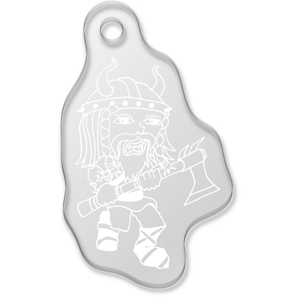 'Viking With Axe' Laser-Engraved Clear Shaped Acrylic Keyring / Keychain / Key Fob / Bag Tag (AK00011089)