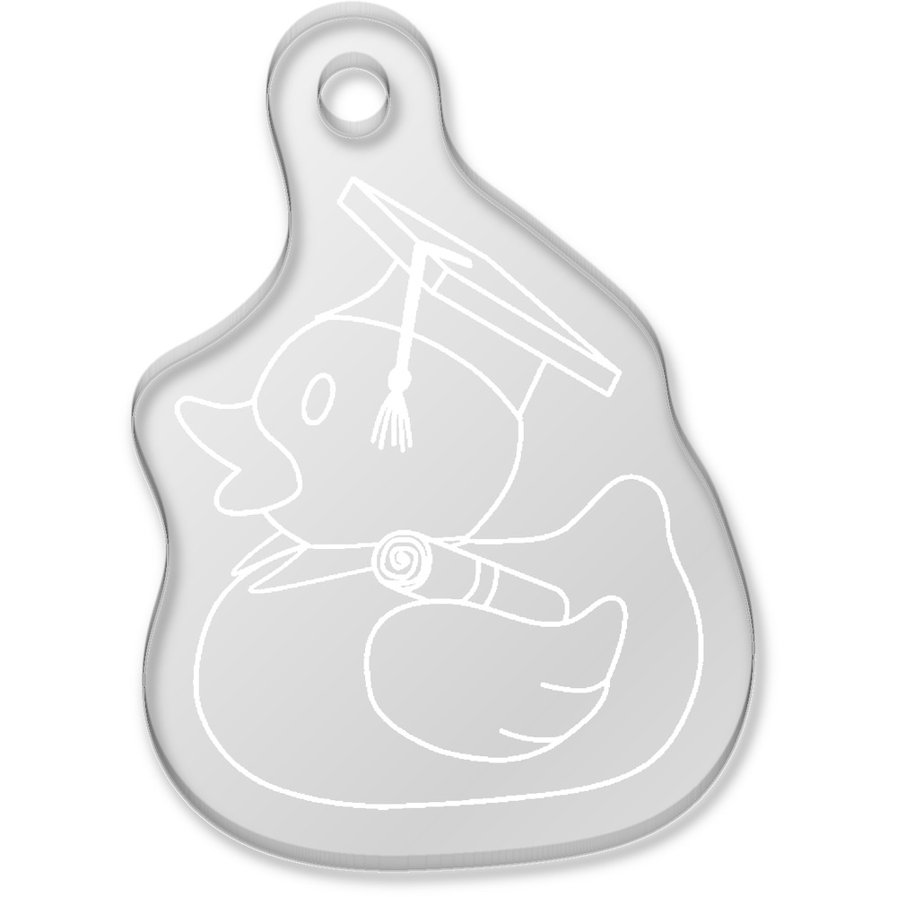 'Graduation Duck' Laser-Engraved Clear Shaped Acrylic Keyring / Keychain / Key Fob / Bag Tag (AK00019057)
