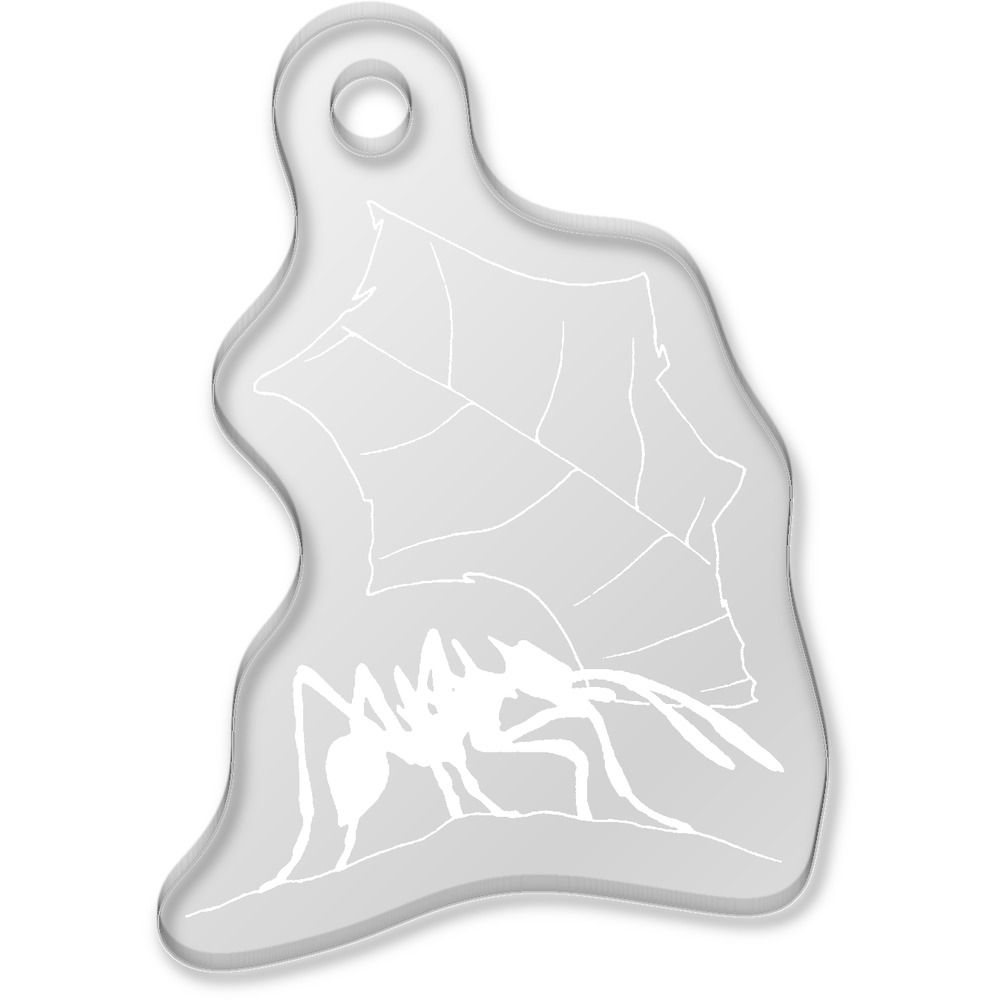 'Ant Carrying A Leaf' Laser-Engraved Clear Shaped Acrylic Keyring / Keychain / Key Fob / Bag Tag (AK00022813)