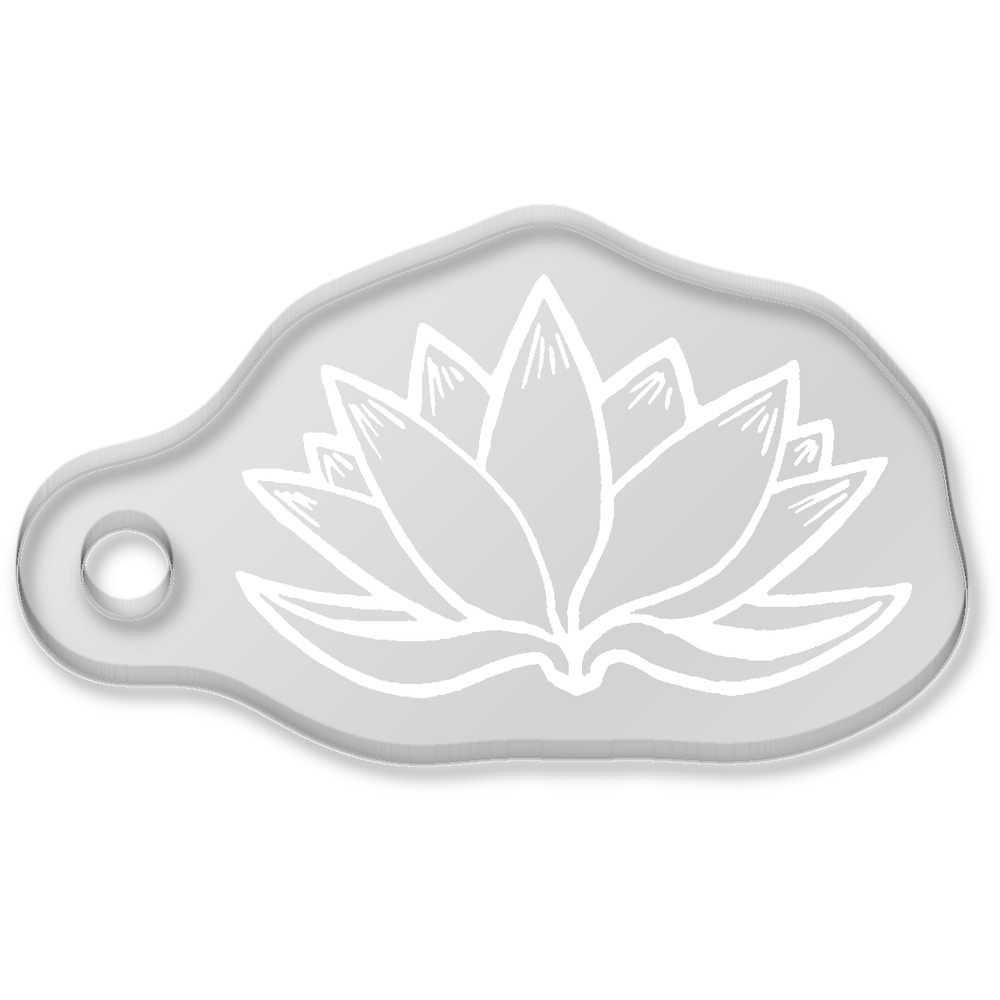 'Lotus Flower' Laser-Engraved Clear Shaped Acrylic Keyring / Keychain / Key Fob / Bag Tag (AK00031250)