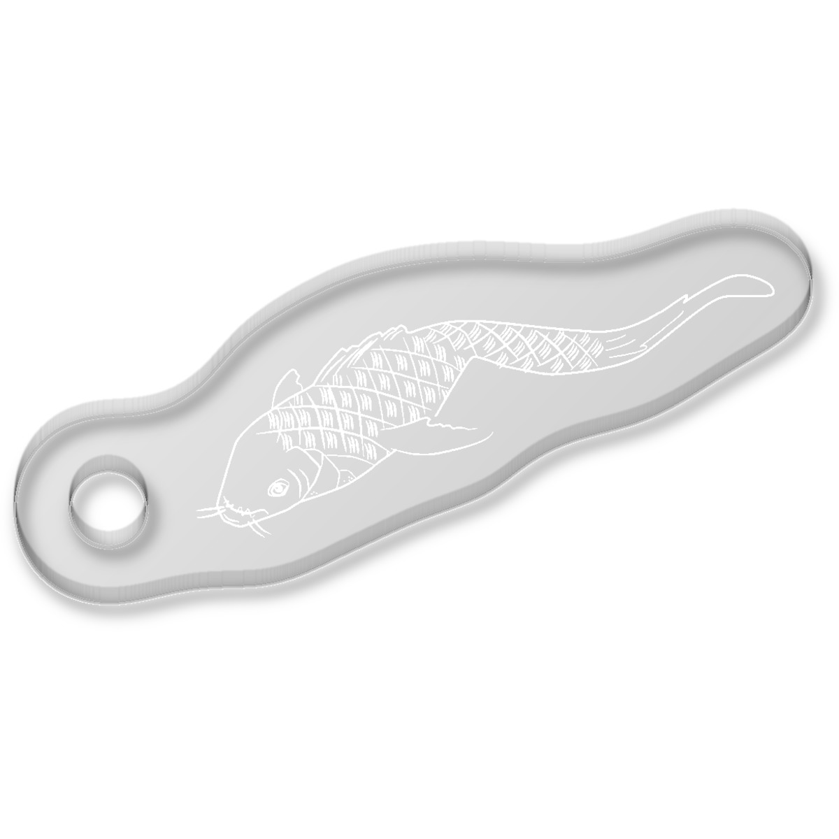 'Carp Fish' Laser-Engraved Clear Shaped Acrylic Keyring / Keychain / Key Fob / Bag Tag (AK00038003)
