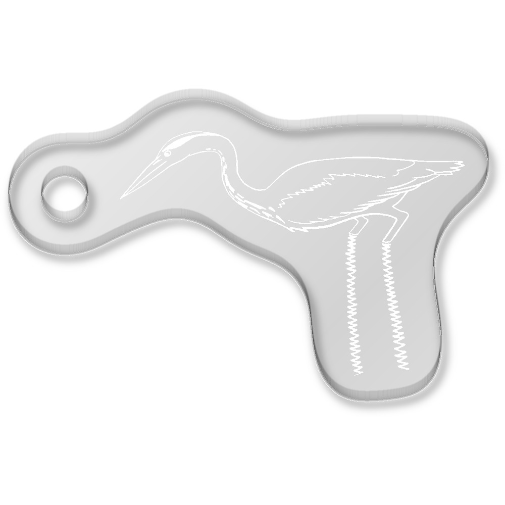 'Fishing Heron Bird' Laser-Engraved Clear Shaped Acrylic Keyring / Keychain / Key Fob / Bag Tag (AK00038075)