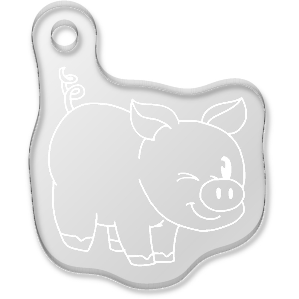 'Winking Pig' Laser-Engraved Clear Shaped Acrylic Keyring / Keychain / Key Fob / Bag Tag (AK00038411)