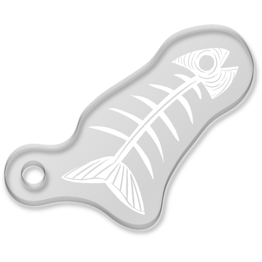 'Fish Bone' Laser-Engraved Clear Shaped Acrylic Keyring / Keychain / Key Fob / Bag Tag (AK00041924)