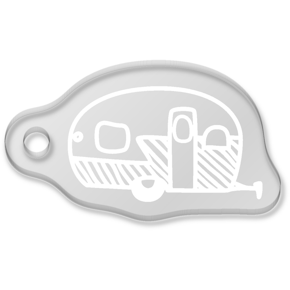 'Static Caravan' Laser-Engraved Clear Shaped Acrylic Keyring / Keychain / Key Fob / Bag Tag (AK00045338)