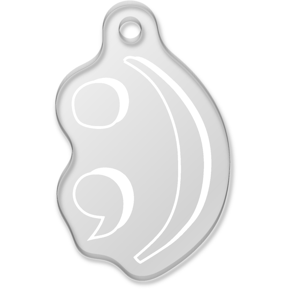 'Semicolon Symbol' Laser-Engraved Clear Shaped Acrylic Keyring / Keychain / Key Fob / Bag Tag (AK00045557)
