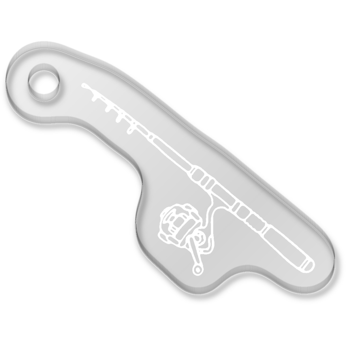 'Fishing Rod' Laser-Engraved Clear Shaped Acrylic Keyring / Keychain / Key Fob / Bag Tag (AK00048302)