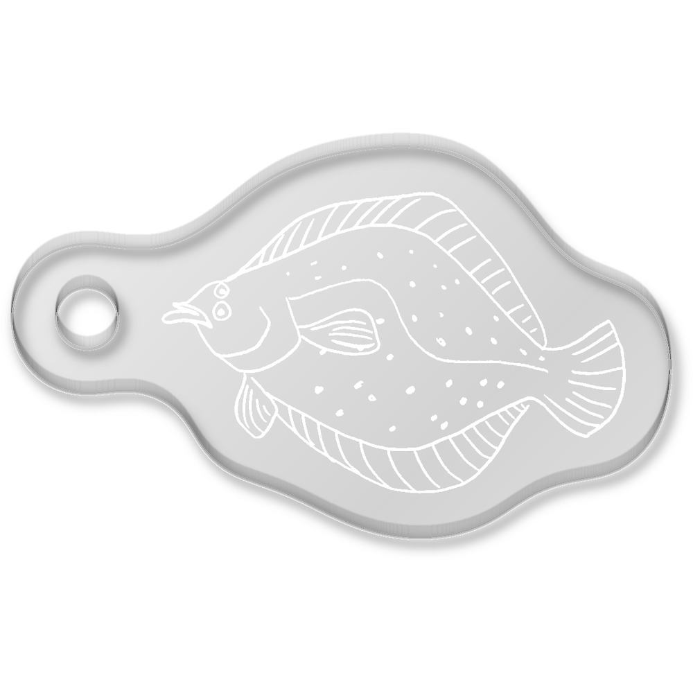 'Flounder Fish' Laser-Engraved Clear Shaped Acrylic Keyring / Keychain / Key Fob / Bag Tag (AK00048854)