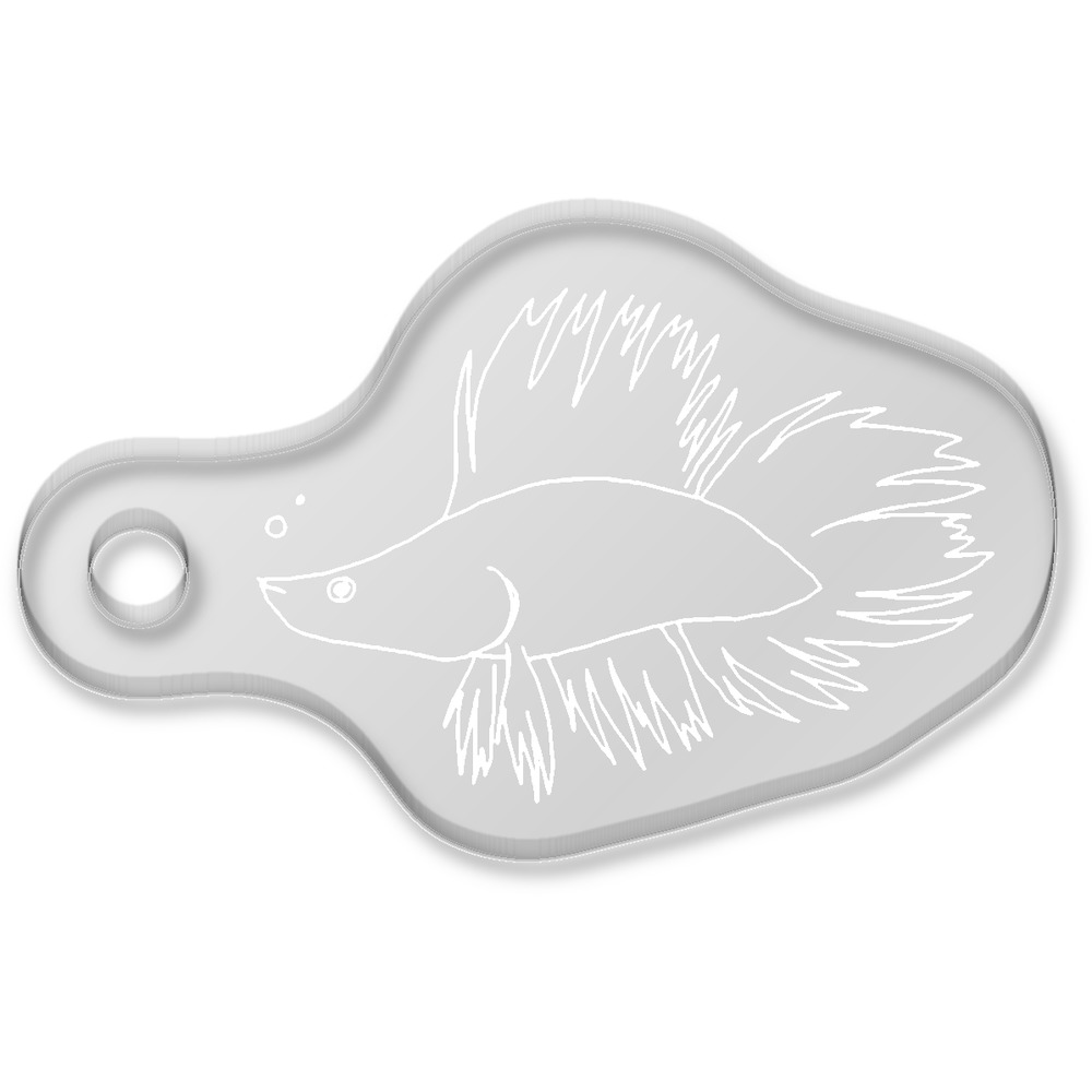'Betta Fish' Laser-Engraved Clear Shaped Acrylic Keyring / Keychain / Key Fob / Bag Tag (AK00050821)