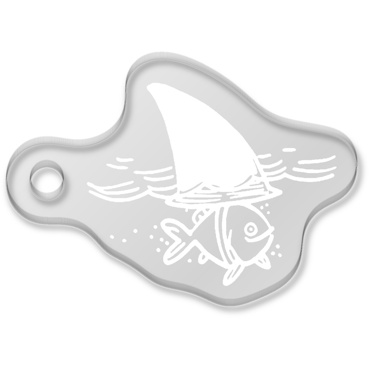 'Shark Fin Fish' Laser-Engraved Clear Shaped Acrylic Keyring / Keychain / Key Fob / Bag Tag (AK00062509)