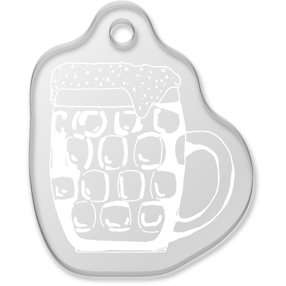 'Barrel Glass Beer' Laser-Engraved Clear Shaped Acrylic Keyring / Keychain / Key Fob / Bag Tag (AK00067281)