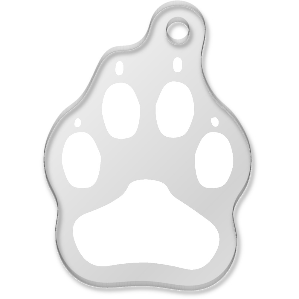 'Paw Print' Laser-Engraved Clear Shaped Acrylic Keyring / Keychain / Key Fob / Bag Tag (AK00078517)