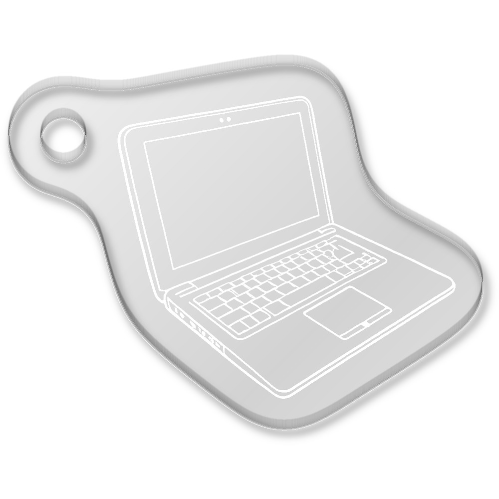 'Laptop Computer' Laser-Engraved Clear Shaped Acrylic Keyring / Keychain / Key Fob / Bag Tag (AK00081047)