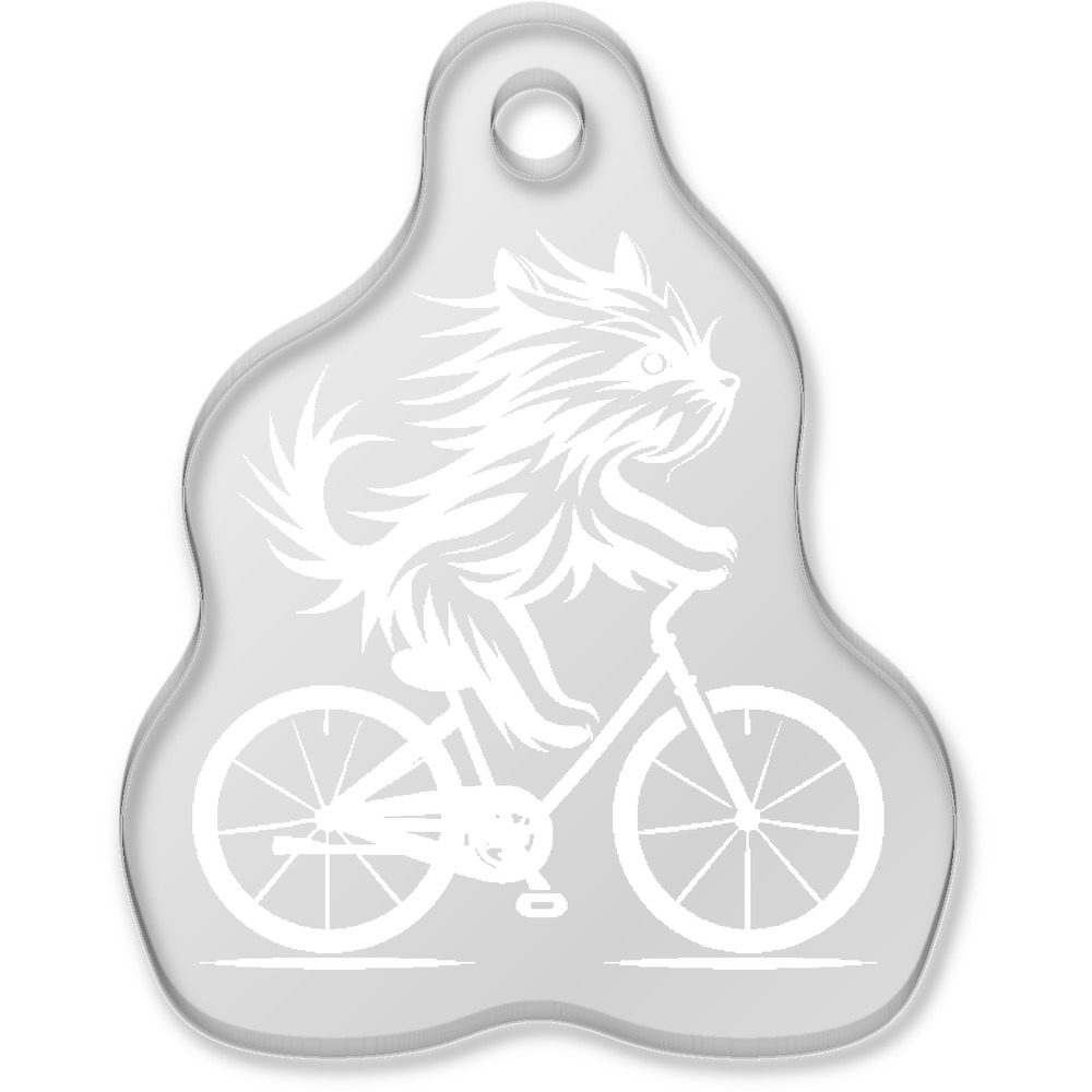 'Yorkshire Terrier Riding Bicycle' Laser-Engraved Clear Shaped Acrylic Keyring / Keychain / Key Fob / Bag Tag (AK00085773)