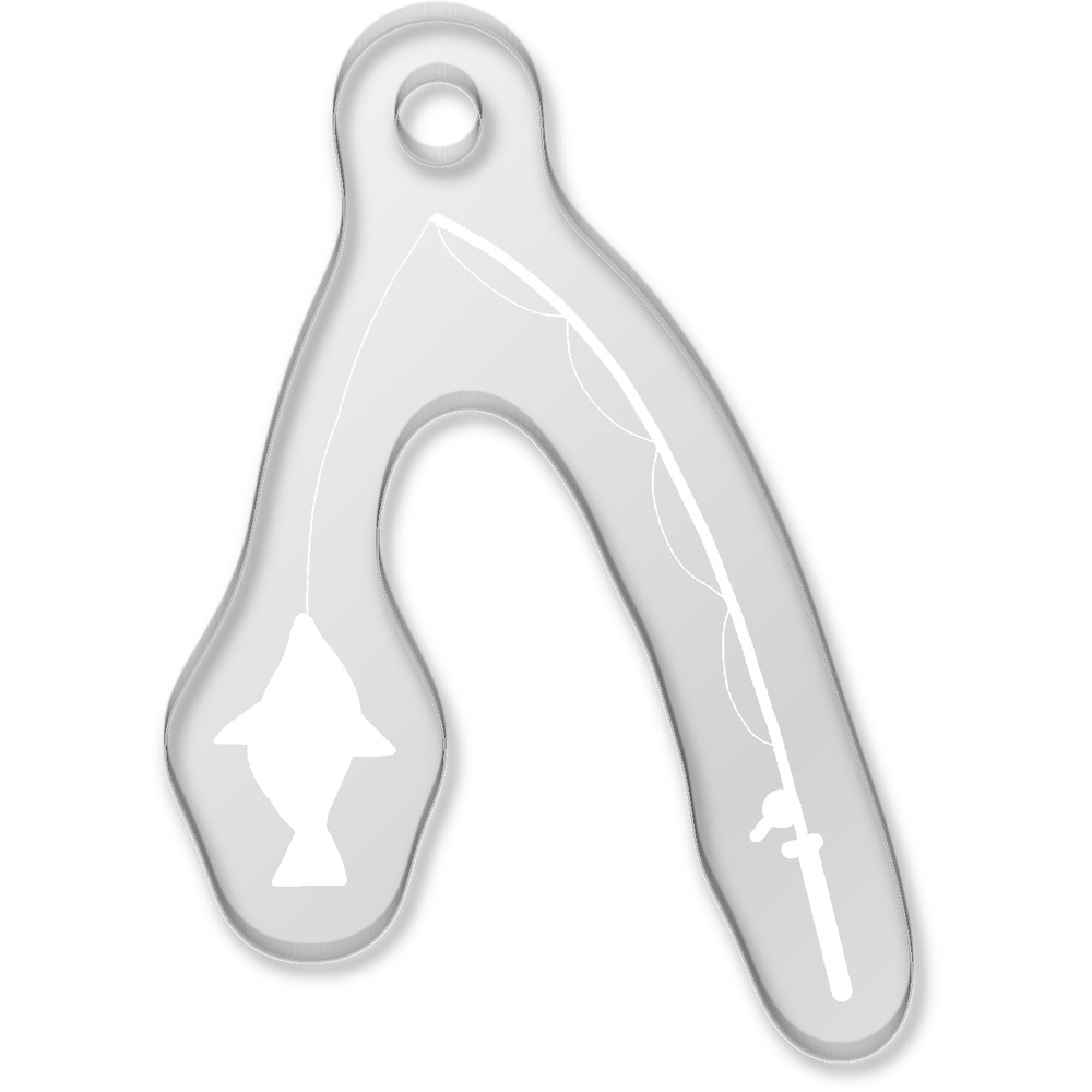 'Silhouette Of A Fishing Rod And Fish.' Laser-Engraved Clear Shaped Acrylic Keyring / Keychain / Key Fob / Bag Tag (AK00087513)