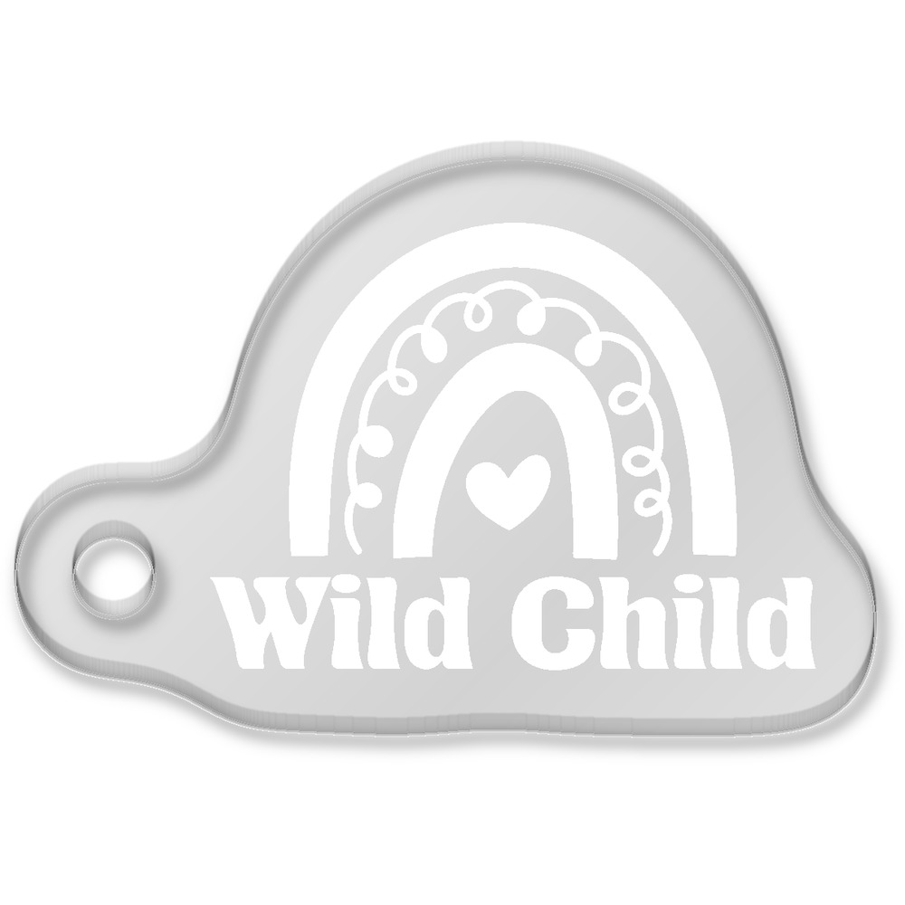'Wild Child Text And Rainbow Image' Laser-Engraved Clear Shaped Acrylic Keyring / Keychain / Key Fob / Bag Tag (AK00087711)