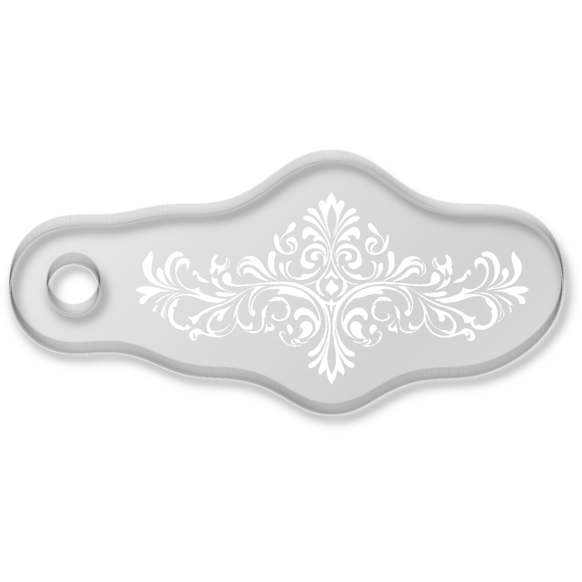 'Victorian Design Line Art' Laser-Engraved Clear Shaped Acrylic Keyring / Keychain / Key Fob / Bag Tag (AK00088655)