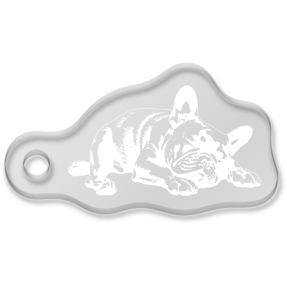 'French Bulldog Sleeping' Laser-Engraved Clear Shaped Acrylic Keyring / Keychain / Key Fob / Bag Tag (AK00088899)