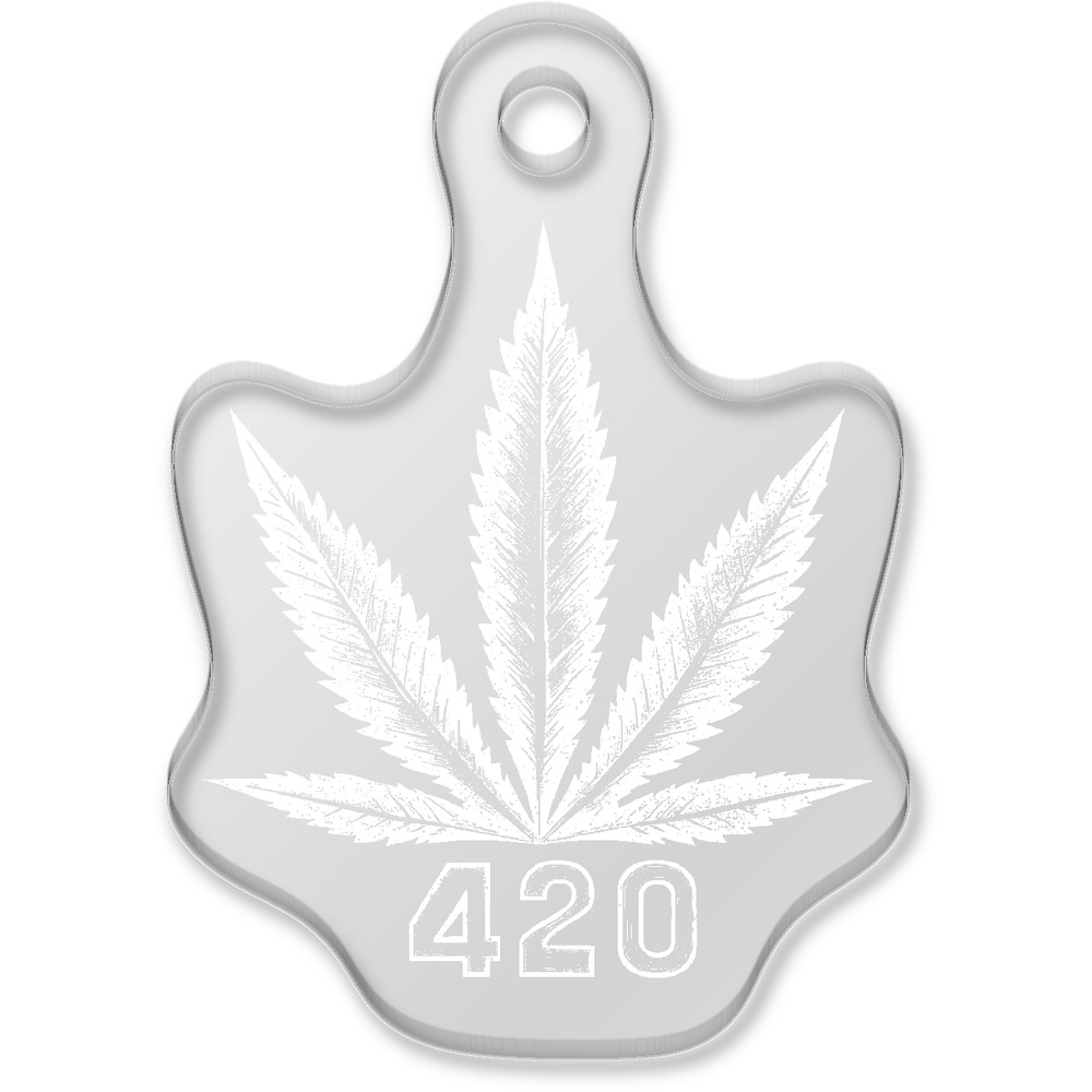 'Cannabis Leaf' Laser-Engraved Clear Shaped Acrylic Keyring / Keychain / Key Fob / Bag Tag (AK00089019)