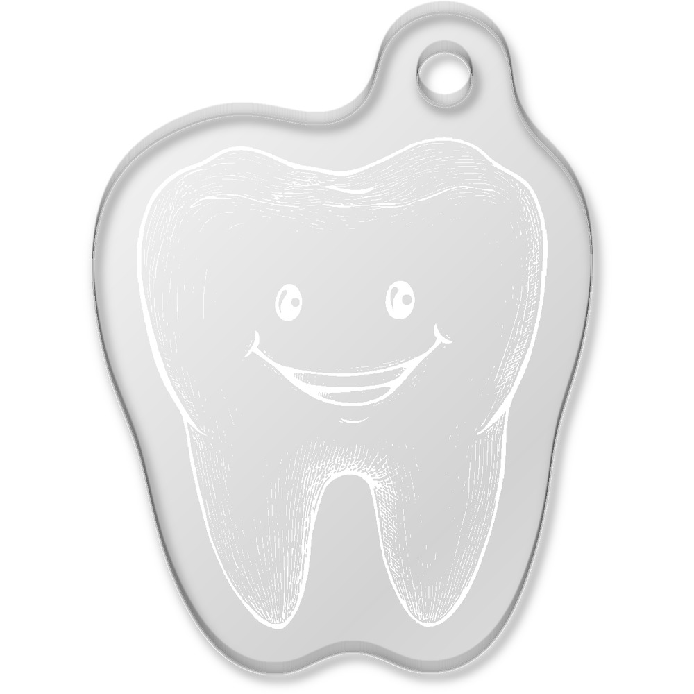 'Smiling Tooth' Laser-Engraved Clear Shaped Acrylic Keyring / Keychain / Key Fob / Bag Tag (AK00089193)