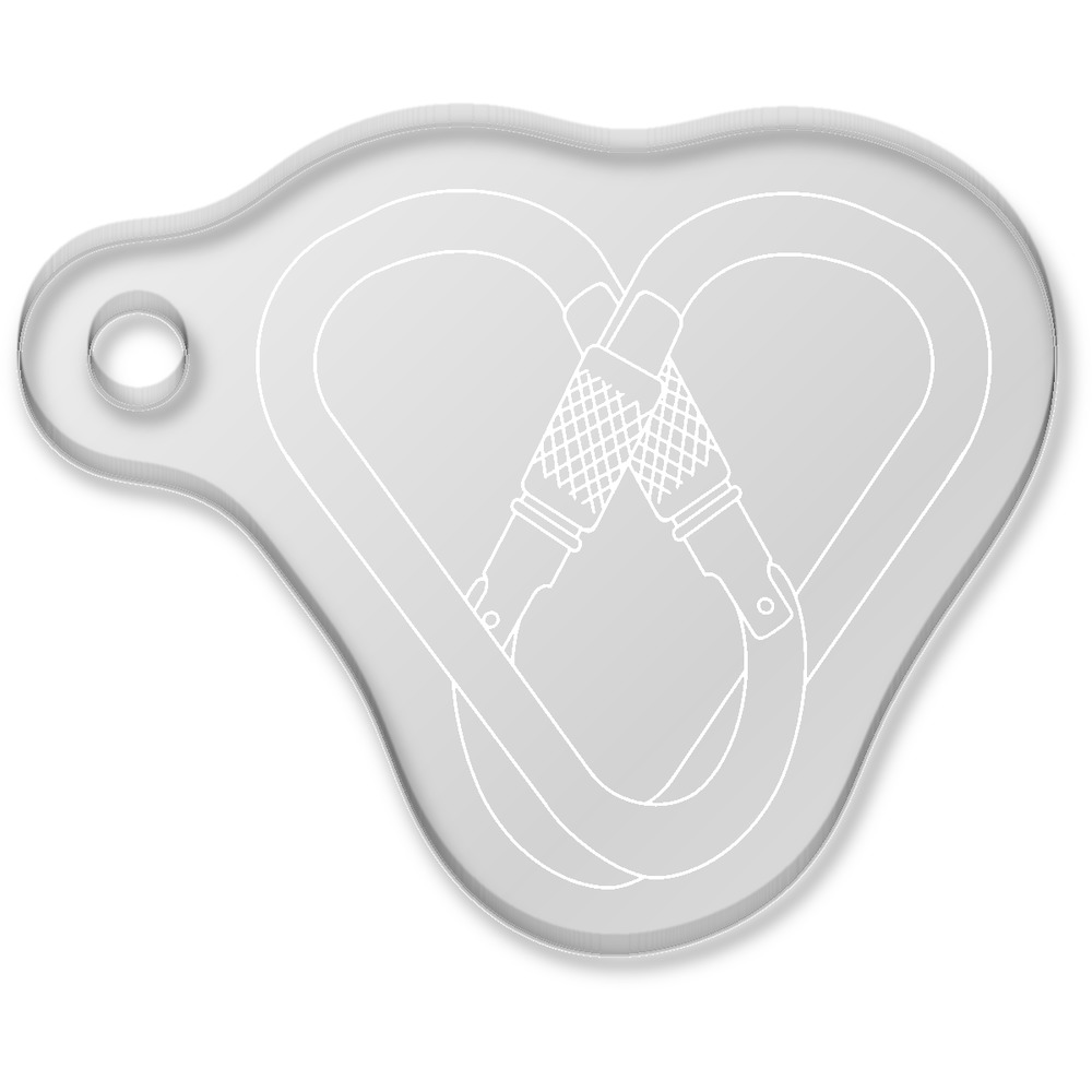 'Climbing Carabiner Hook Heart' Laser-Engraved Clear Shaped Acrylic Keyring / Keychain / Key Fob / Bag Tag (AK00089283)