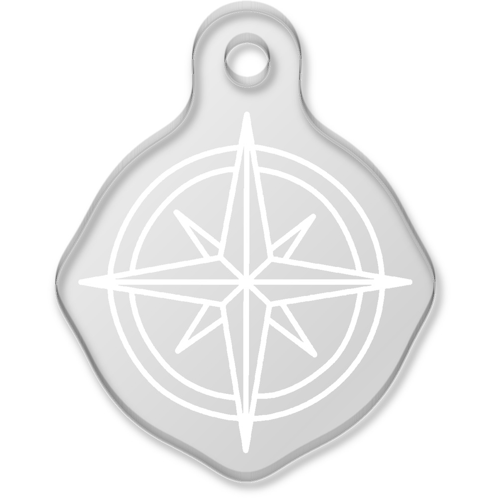 'Travel Compass' Laser-Engraved Clear Shaped Acrylic Keyring / Keychain / Key Fob / Bag Tag (AK00089505)