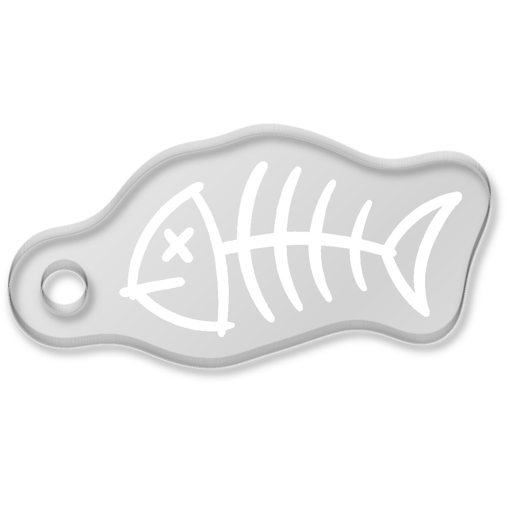 'Fish Skeleton ' Laser-Engraved Clear Shaped Acrylic Keyring / Keychain / Key Fob / Bag Tag (AK00093593)