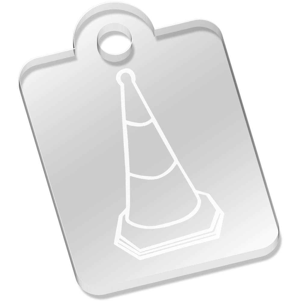'Traffic Cone' Laser-Engraved Clear Acrylic Keyring / Keychain / Key Fob / Bag Tag (AK00000590)