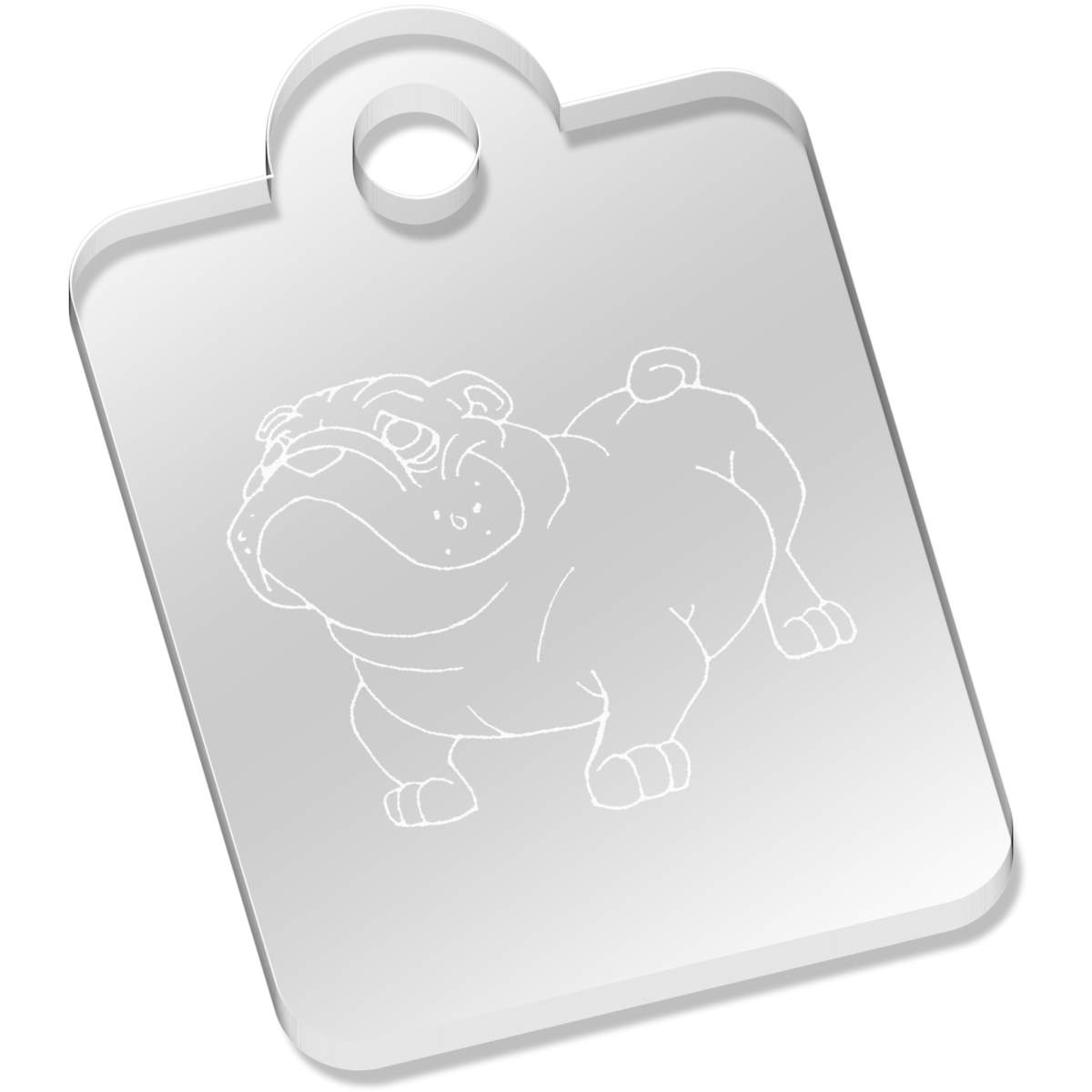 'Bulldog' Laser-Engraved Clear Acrylic Keyring / Keychain / Key Fob / Bag Tag (AK00001753)