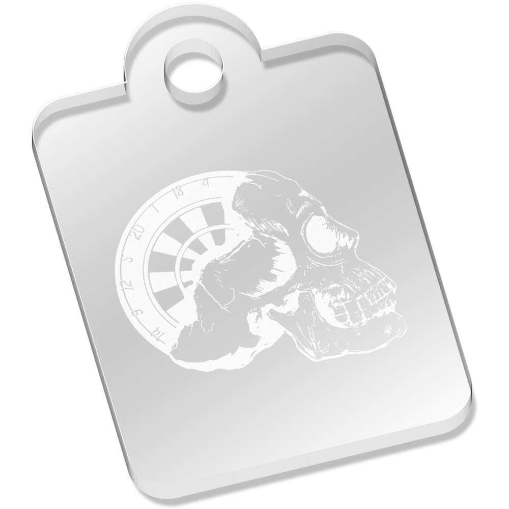 'Half Skull With Dartboard' Laser-Engraved Clear Acrylic Keyring / Keychain (AK004574)