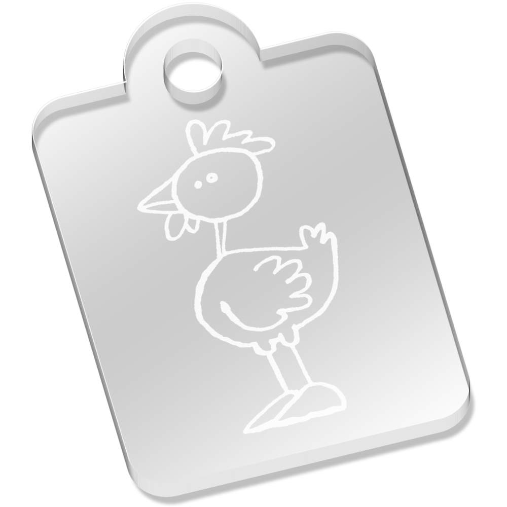 'Standing Hen' Laser-Engraved Clear Acrylic Keyring / Keychain / Key Fob / Bag Tag (AK00003774)