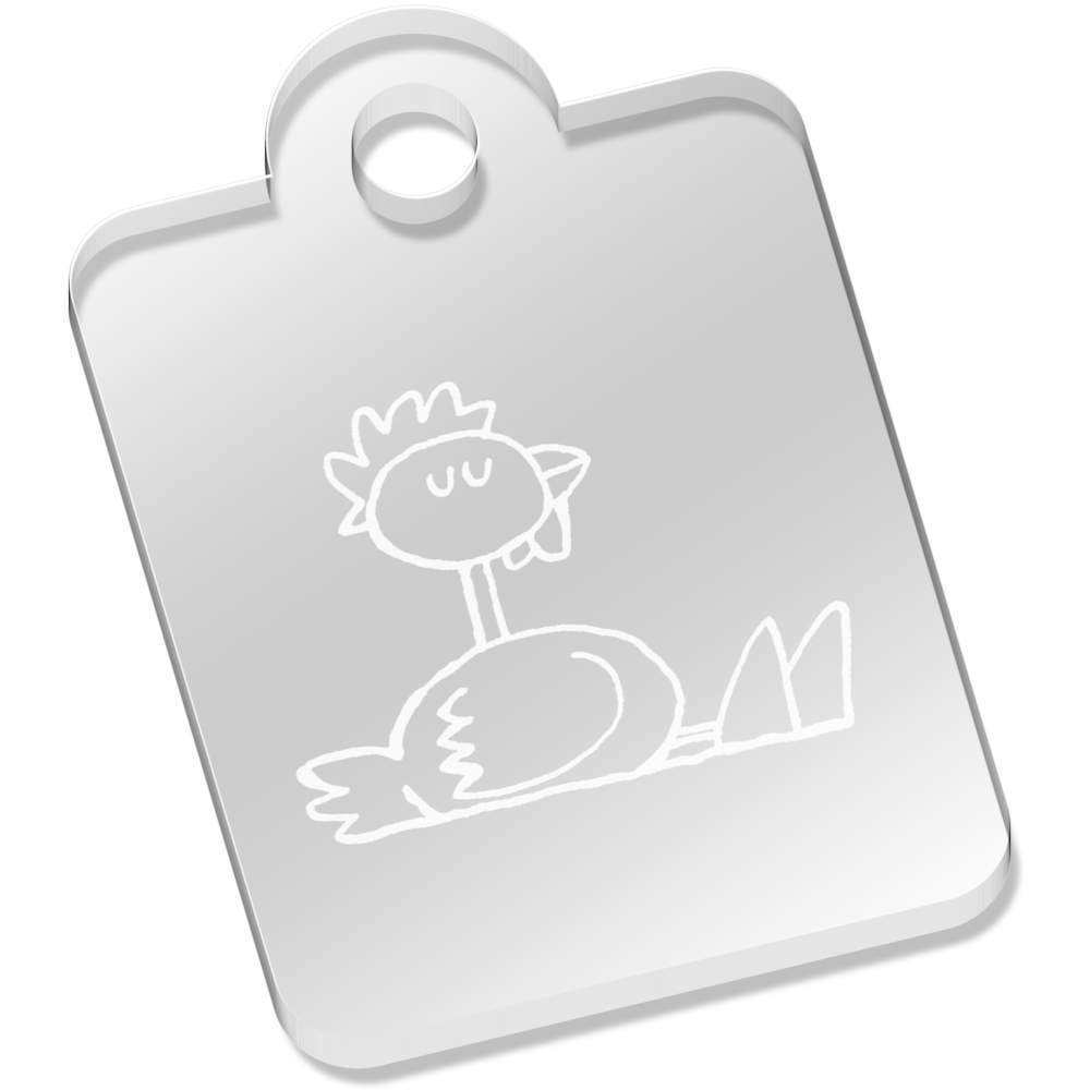 'Sitting Hen' Laser-Engraved Clear Acrylic Keyring / Keychain / Key Fob / Bag Tag (AK00003776)