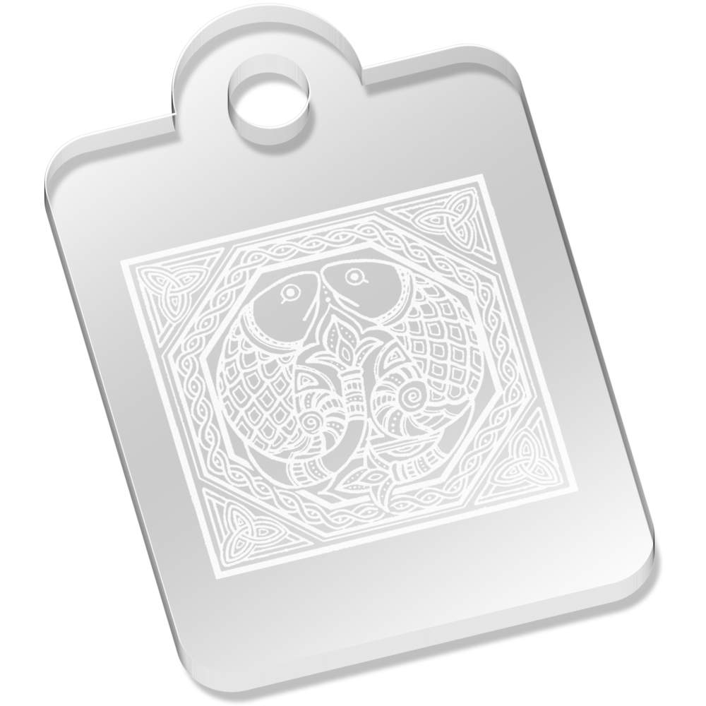 'Celtic Fish Motif' Laser-Engraved Clear Acrylic Keyring / Keychain (AK007214)