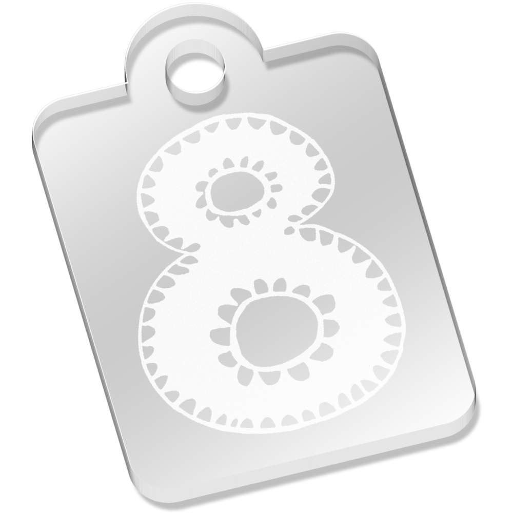 'Number 8' Laser-Engraved Clear Acrylic Keyring / Keychain / Key Fob / Bag Tag (AK00005623)
