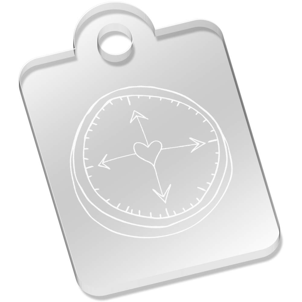 'Heart Compass' Laser-Engraved Clear Acrylic Keyring / Keychain (AK008422)