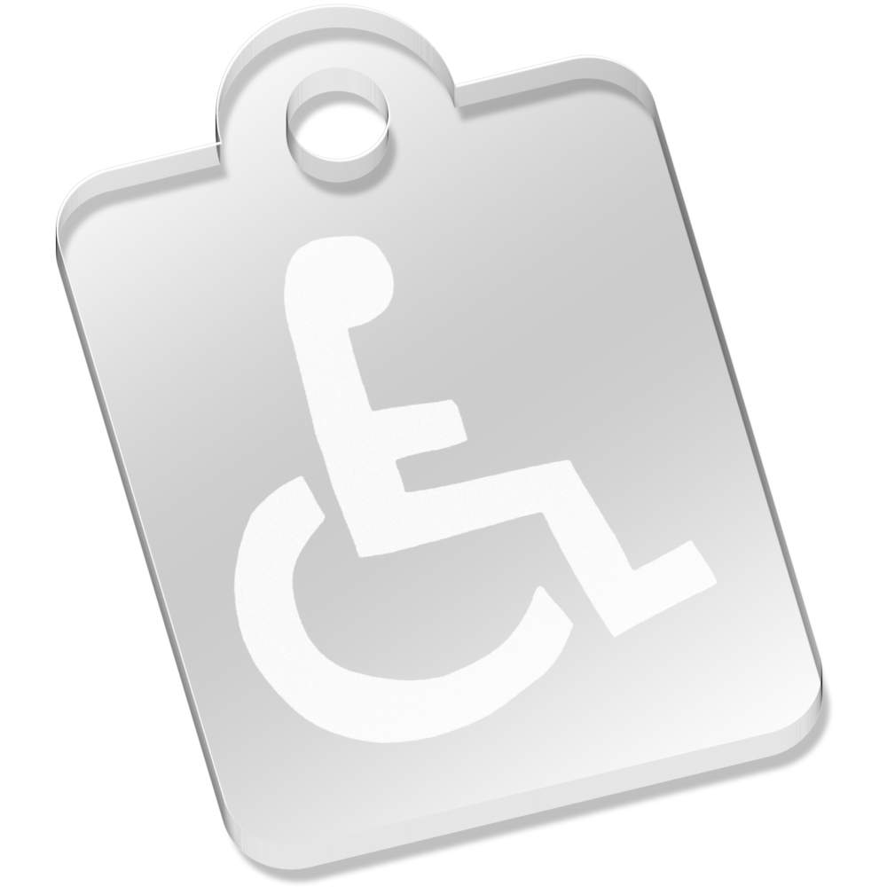 'Wheelchair Symbol' Laser-Engraved Clear Acrylic Keyring / Keychain (AK010395)