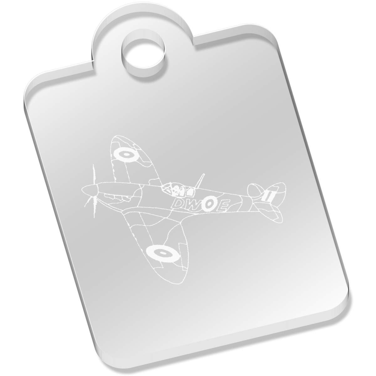 'Spitfire Plane' Laser-Engraved Clear Acrylic Keyring / Keychain / Key Fob / Bag Tag (AK00007543)