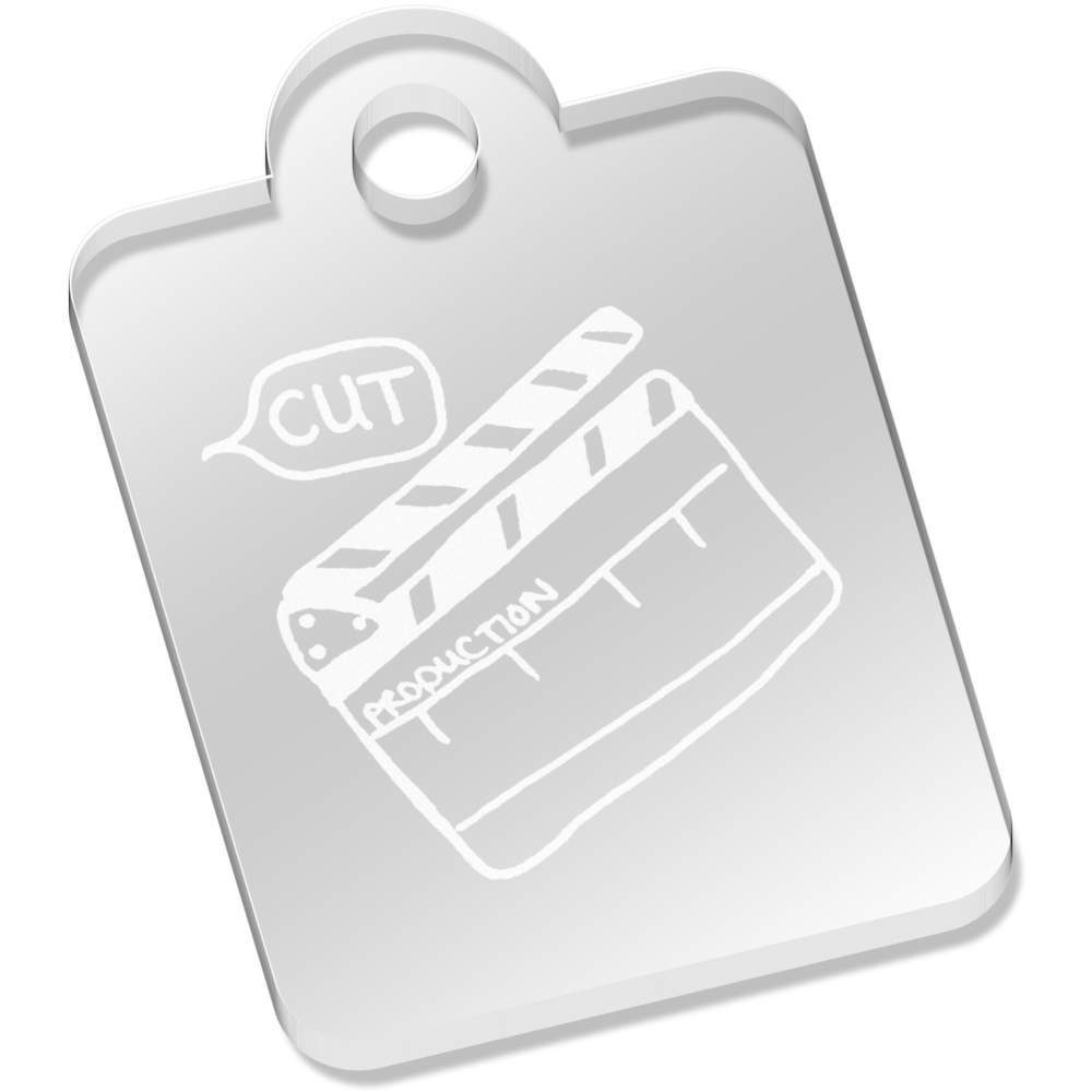 'Directors Clapper Board' Laser-Engraved Clear Acrylic Keyring / Keychain / Key Fob / Bag Tag (AK00027187)