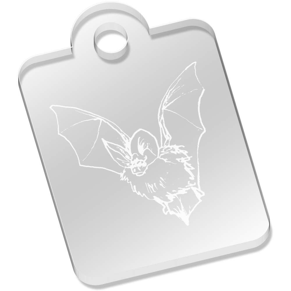 'Flying Bat' Laser-Engraved Clear Acrylic Keyring / Keychain / Key Fob / Bag Tag (AK00028402)