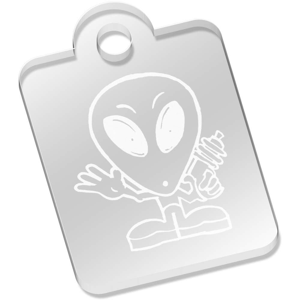 'Shocked Alien' Laser-Engraved Clear Acrylic Keyring / Keychain / Key Fob / Bag Tag (AK00032335)