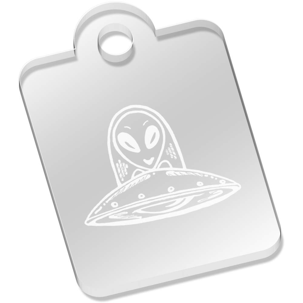 'Alien UFO' Laser-Engraved Clear Acrylic Keyring / Keychain (AK014312)