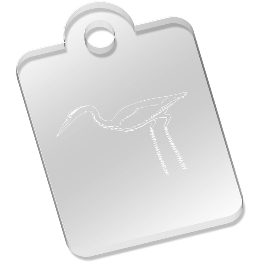 'Fishing Heron Bird' Laser-Engraved Clear Acrylic Keyring / Keychain / Key Fob / Bag Tag (AK00038074)
