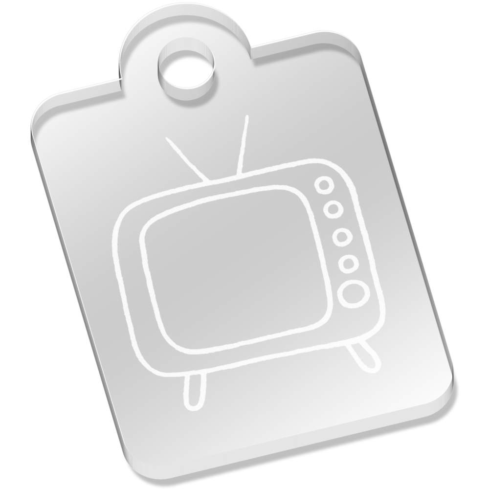 'Retro TV' Laser-Engraved Clear Acrylic Keyring / Keychain (AK016801)
