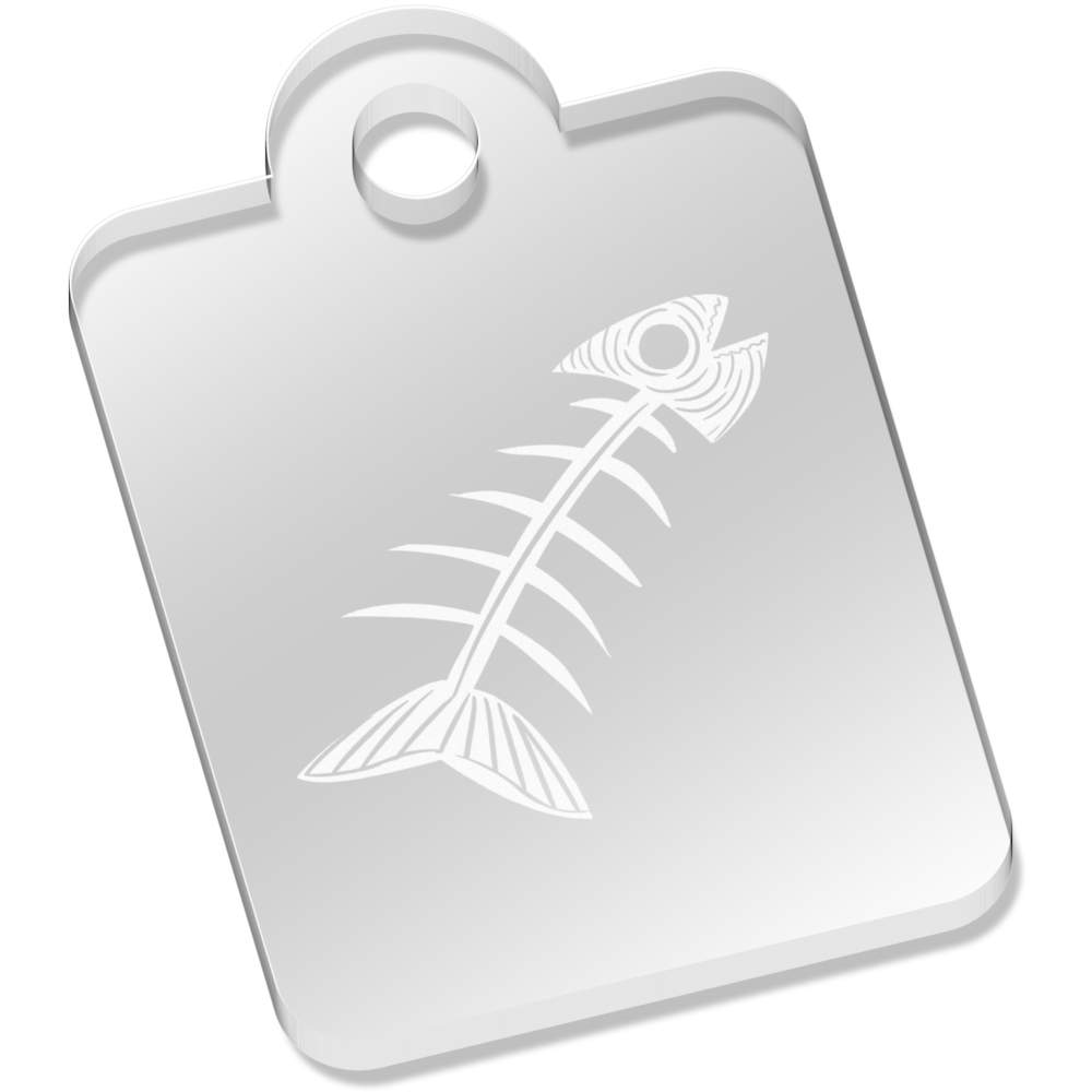 'Fish Bone' Laser-Engraved Clear Acrylic Keyring / Keychain (AK017752)