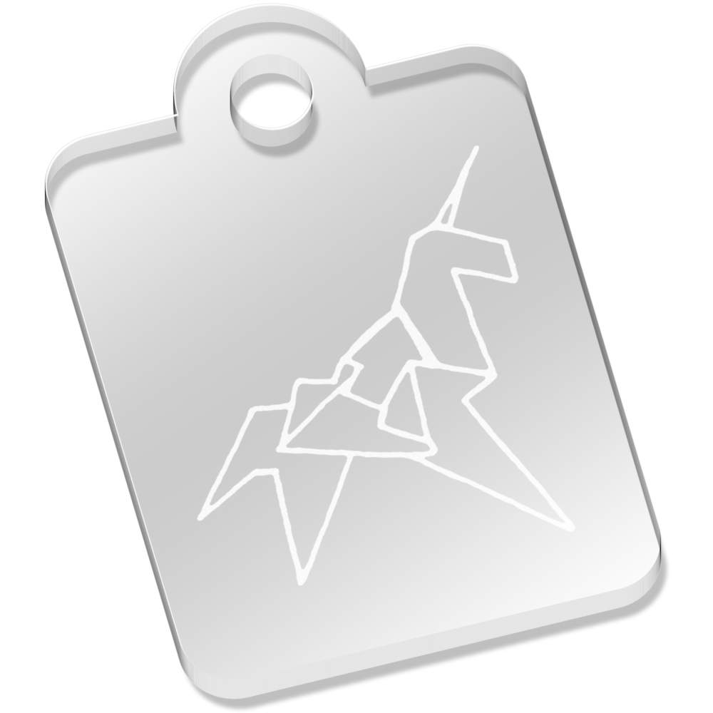 'Origami Unicorn' Laser-Engraved Clear Acrylic Keyring / Keychain / Key Fob / Bag Tag (AK00043234)