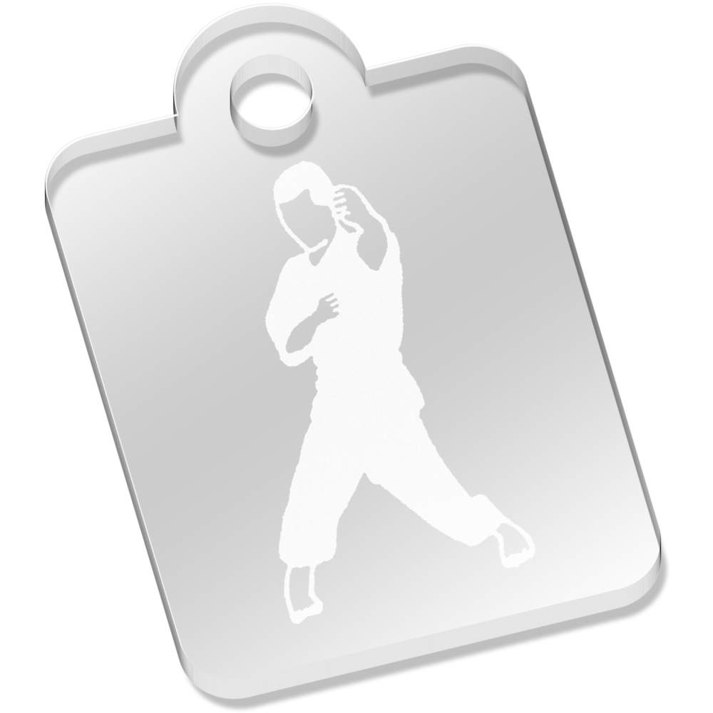'Karate Pose' Laser-Engraved Clear Acrylic Keyring / Keychain / Key Fob / Bag Tag (AK00048004)