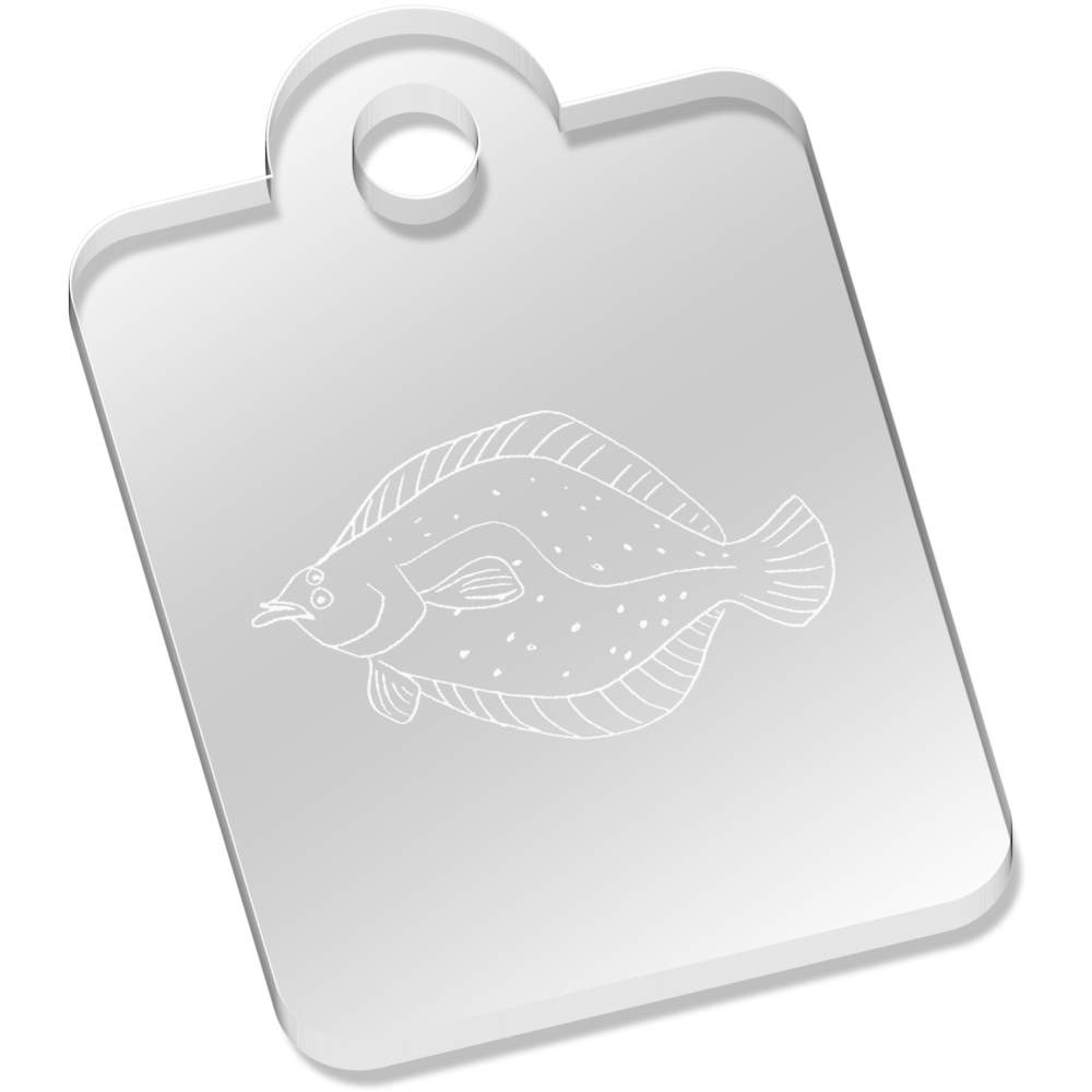 'Flounder Fish' Laser-Engraved Clear Acrylic Keyring / Keychain (AK020081)