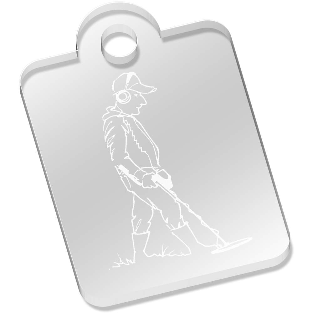 'Metal Detector Man' Laser-Engraved Clear Acrylic Keyring / Keychain (AK023691)